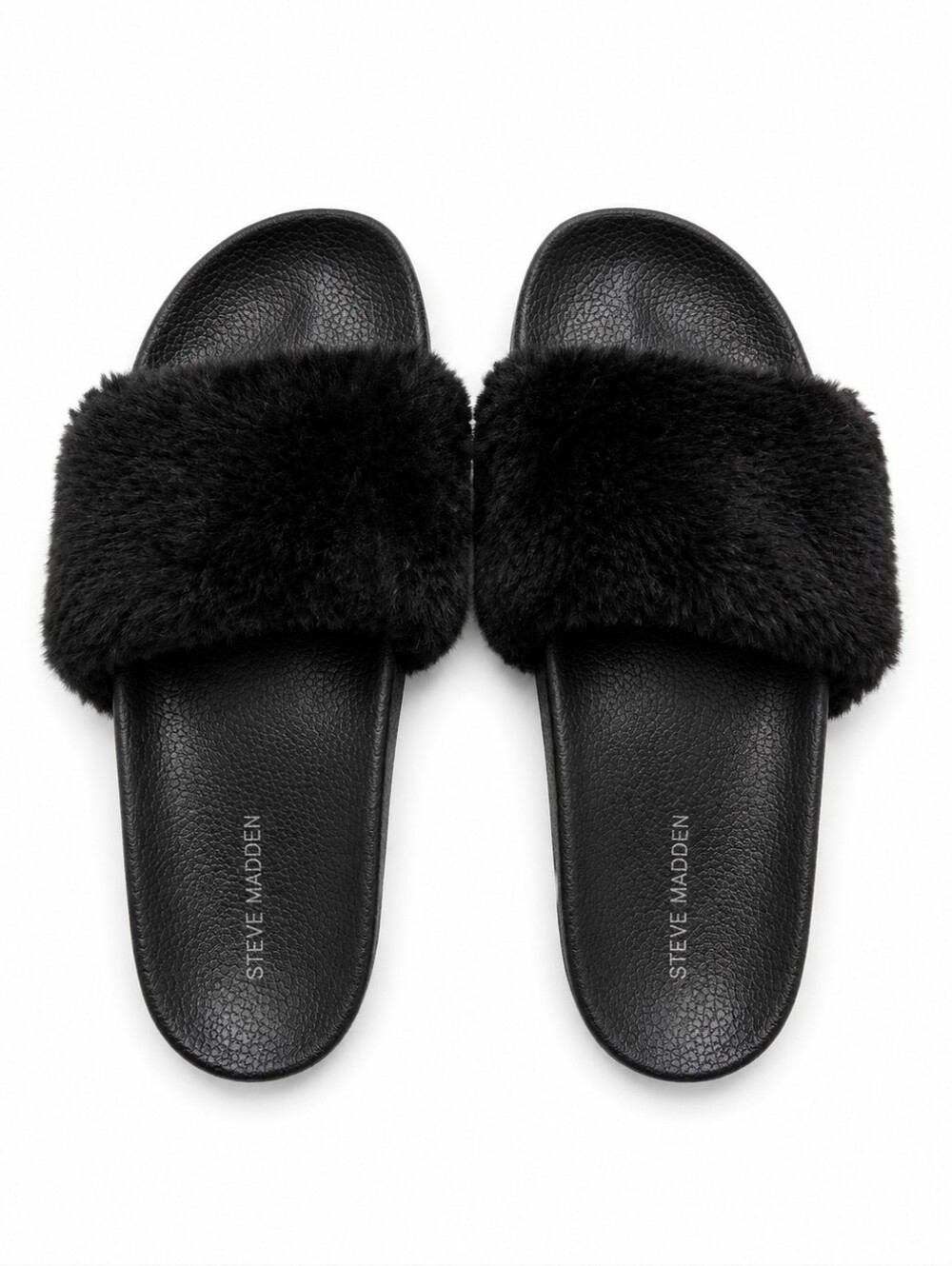 Steve Madden Black Faux Fur Slide Sandals – Size 9.5 GUC